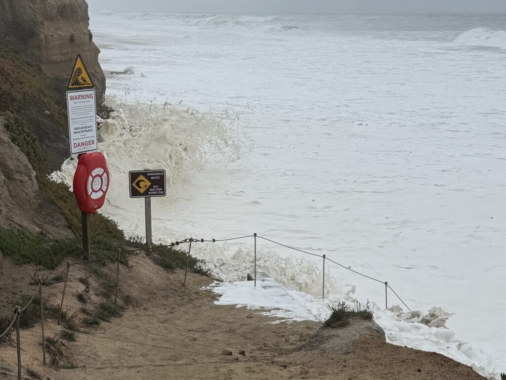 Poplar Beach stairs flooded